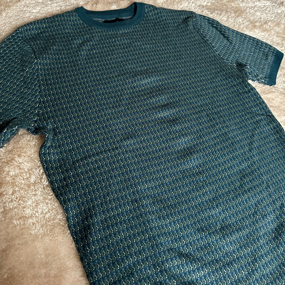 Stylish Teal Patterned Men's Sweater Tee
